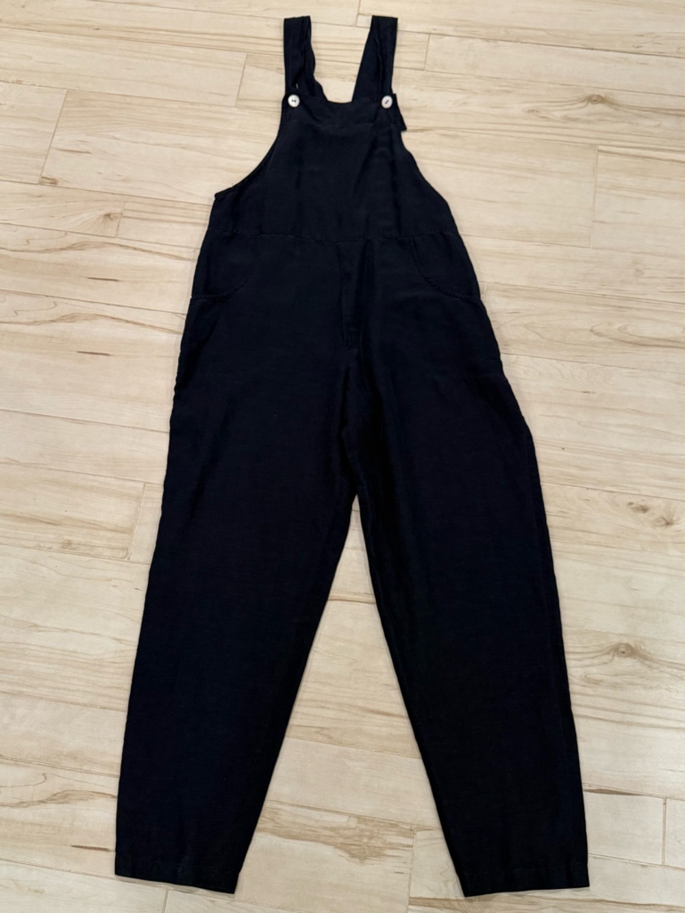 Navy Silk Linen Blend Overalls Women's Relaxed Lagenlook Coastal Minimalist Jump